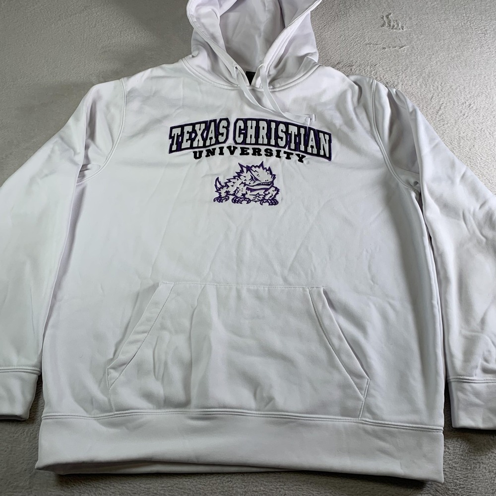 Texas Christian Horned Frogs Hoodie Mens XL White NCAA Football Colosseum TCU
